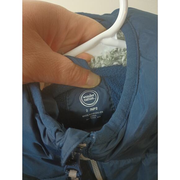 Wonder Nation Blue Puffer Jacket Toddler Size 2T Sherpa Lined Cozy Warm Winter - Picture 2 of 5